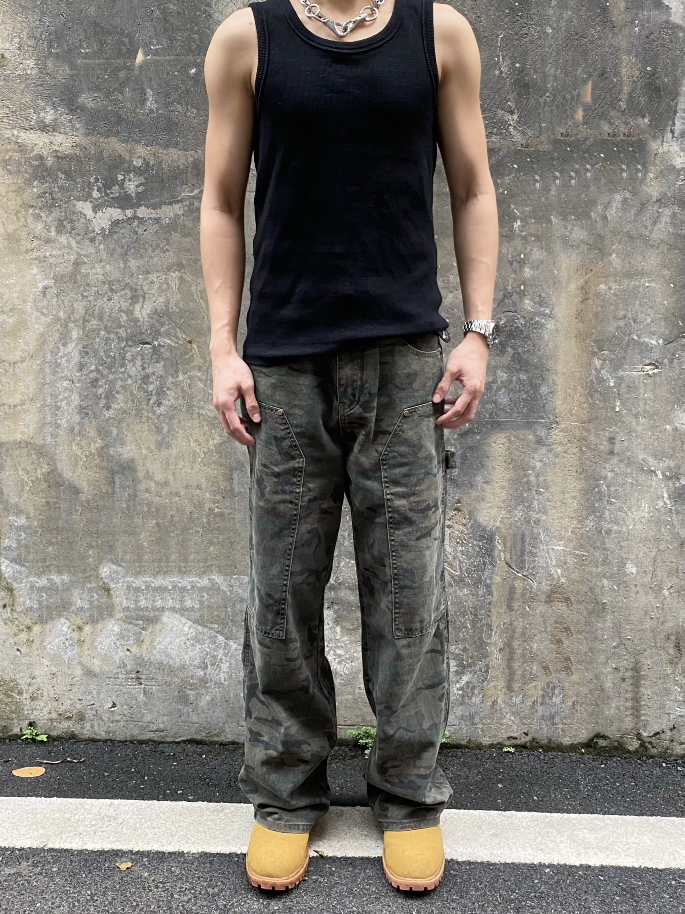 pattern y2k camo utility hiphop pants