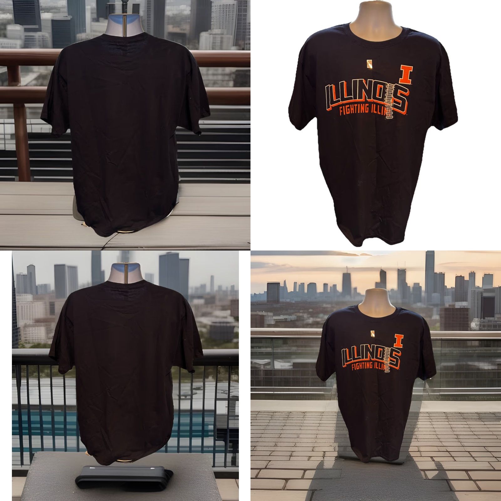 Hanes University Of Illinois Fighting Illini Shirt Men XL Navy Blue Short Sleeve Hanes Crew Neck T-Shirt Size US XL / EU 56 / 4 - 8 Thumbnail