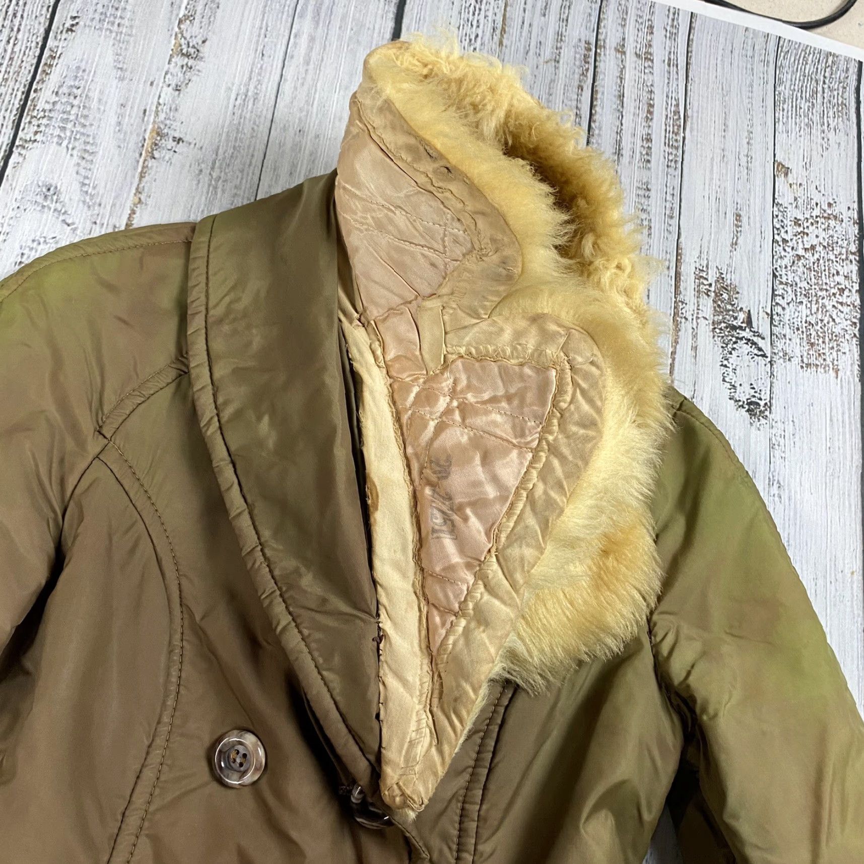 Vintage VINTAGE White Stag SHERPA COLLAR MILITARY JACKET - NYLON INSULATED SKI 60s 70s SHAWL COLLAR WINTER PARKA - SZ 8 - Green - Womens Size M / US 6-8 / IT 42-44 - 6 Thumbnail