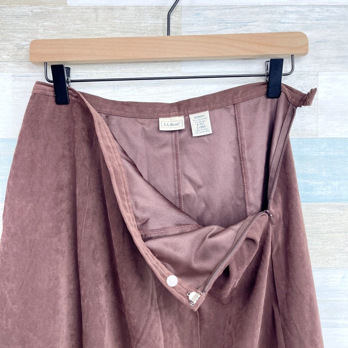L.L. Bean LL Bean Vintage 90s Faux Suede Midi Pencil Skirt Brown 8P Size 30" / US 8 / IT 44 - 2 Thumbnail