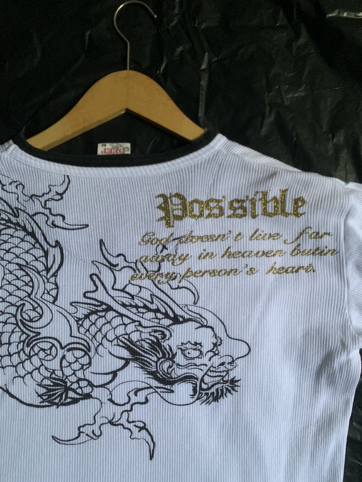 Japanese Brand Vintage Japan Y2K - Dig Deep Ribbed Dragon Print T Size US M / EU 48-50 / 2 - 11 Thumbnail