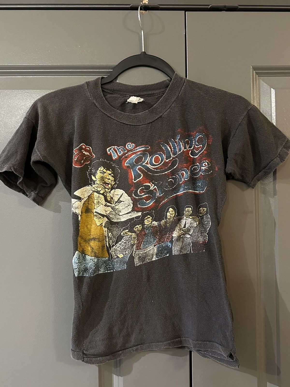 image of Band Tees x Grail Vintage 1970 The Rolling Stones Original Promo Grail Shirt in Black (Size Small)
