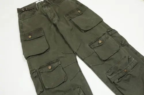 Japanese Brand Cargo Pants Streetwear Multi Pocket Straight Baggy Size US 29 - 1 Thumbnail