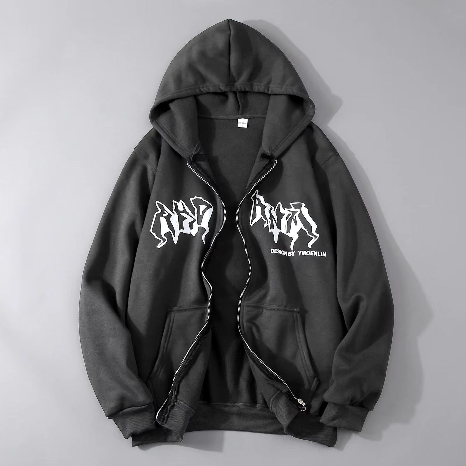 The Unbranded Brand Men's & Women's Gothic Zip-Up Sweatshirt, Plus Size Hip Hop Size US L / EU 52-54 / 3 - 1 Thumbnail
