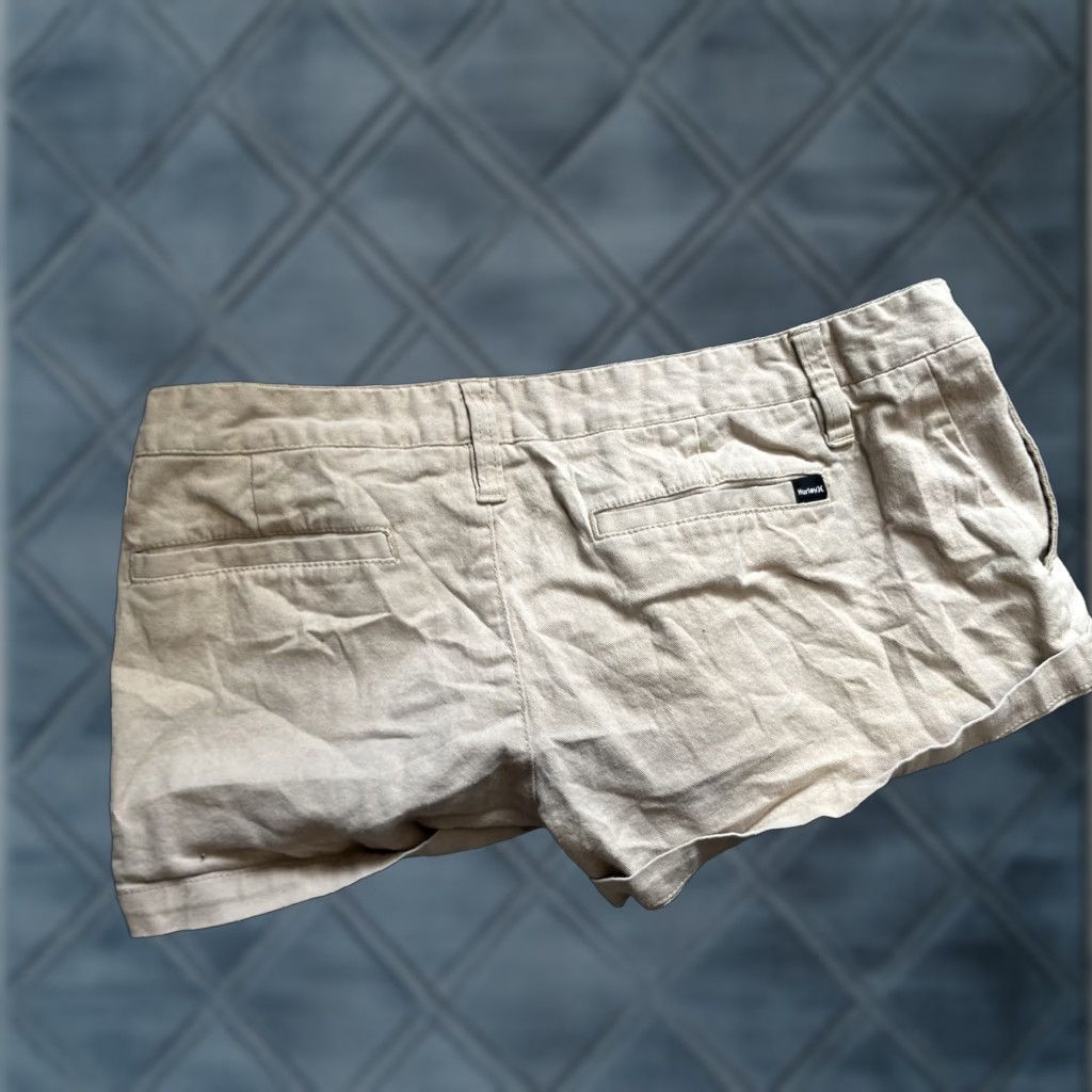 Hurley Hurley Plaid Shorts Khaki Beige Women's Size 9 Cotton Button Pockets Size 30" / US 8 / IT 44 - 1 Thumbnail