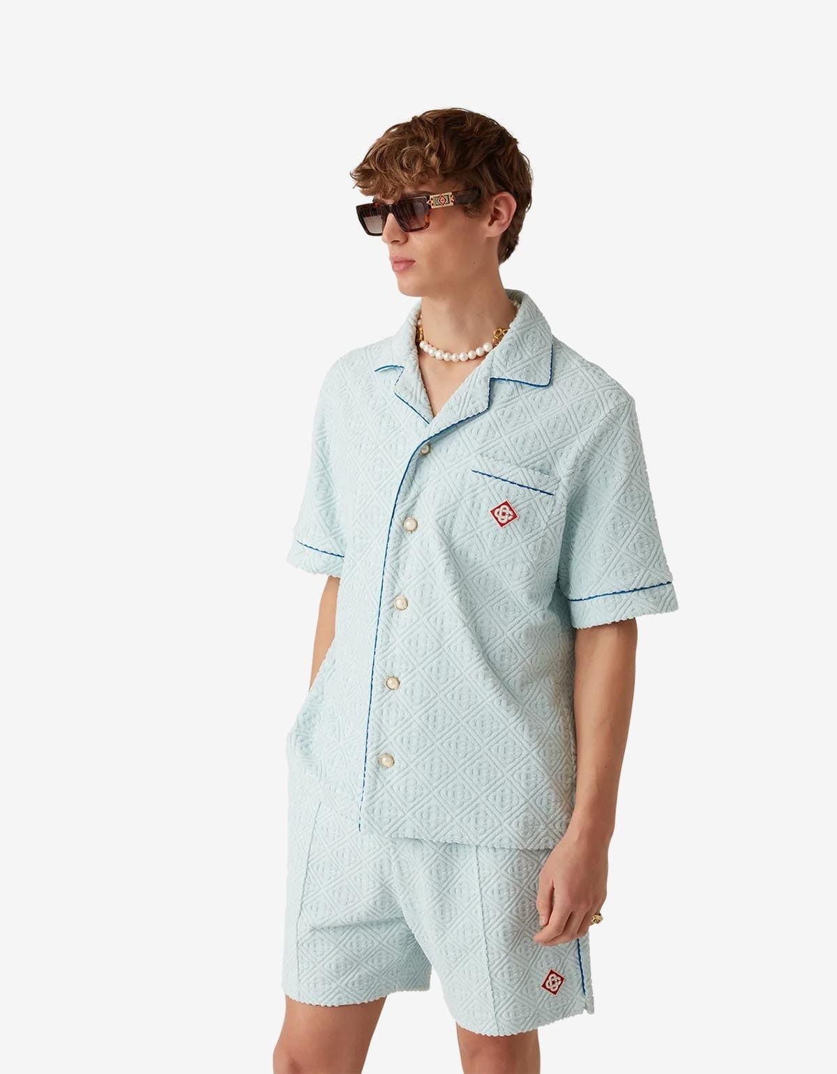 Casablanca Casablanca Light Blue Monogram Towelling Shirt Size US S / EU 44-46 / 1 - 2 Thumbnail