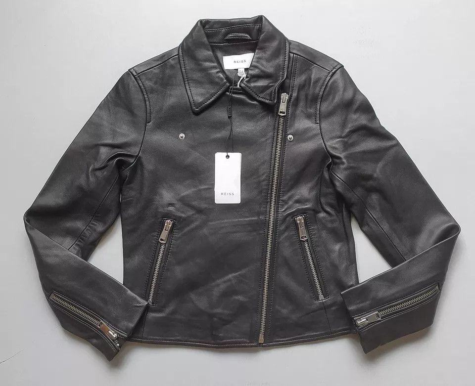 Reiss REISS Women's Geo-Soft Leather Biker Jacket IFD-0717 Size S / US 4 / IT 40 - 1 Thumbnail