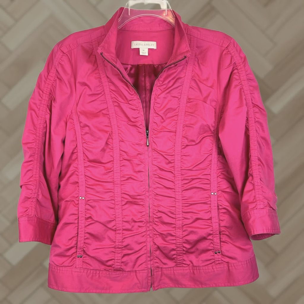 Laura Ashley Laura Ashley Jacket Womens M Short Lined Pink Solid Long Sleeve Zip Size M / US 6-8 / IT 42-44 - 1 Thumbnail