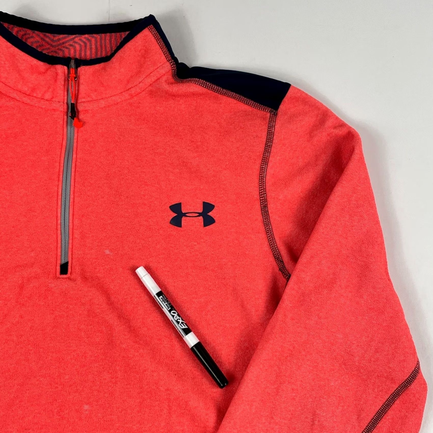 Under Armour Under Armour Sweater Mens M Red Peach ColdGear Infrared 1/4 Zip Fleece Golf PullOver Regular Knit Logo Size US M / EU 48-50 / 2 - 3 Thumbnail