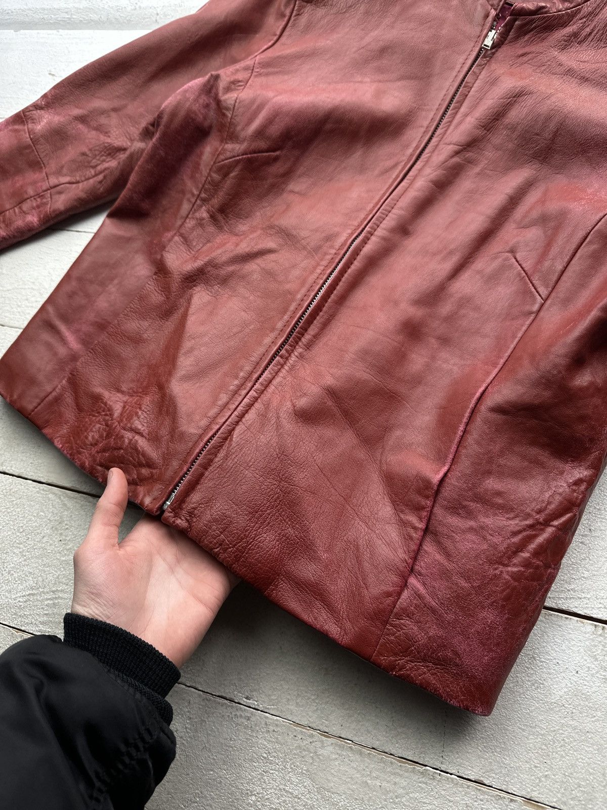 Other 🚨Y2K RICK OWENS TYPE DIRTY SLIM FIT ZIP LEATHER JACKET Size M / US 6-8 / IT 42-44 - 5 Thumbnail