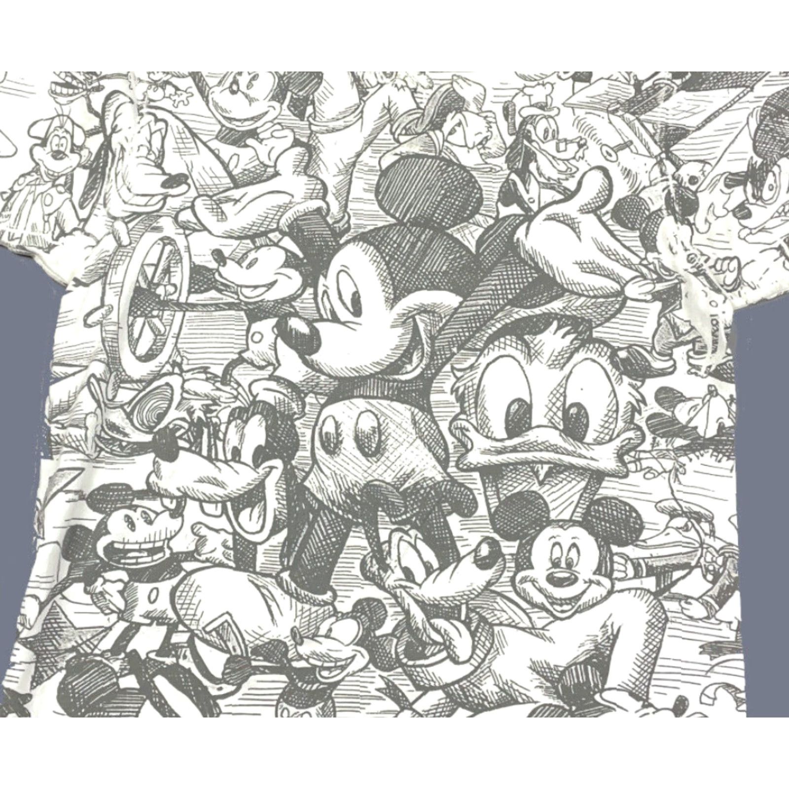 Disney VINTAGE Disney Men’s Mickey Mouse All-Over Sketch Graphic T-Shirt Adult Medium White Cartoon 90s Size US M / EU 48-50 / 2 - 2 Thumbnail