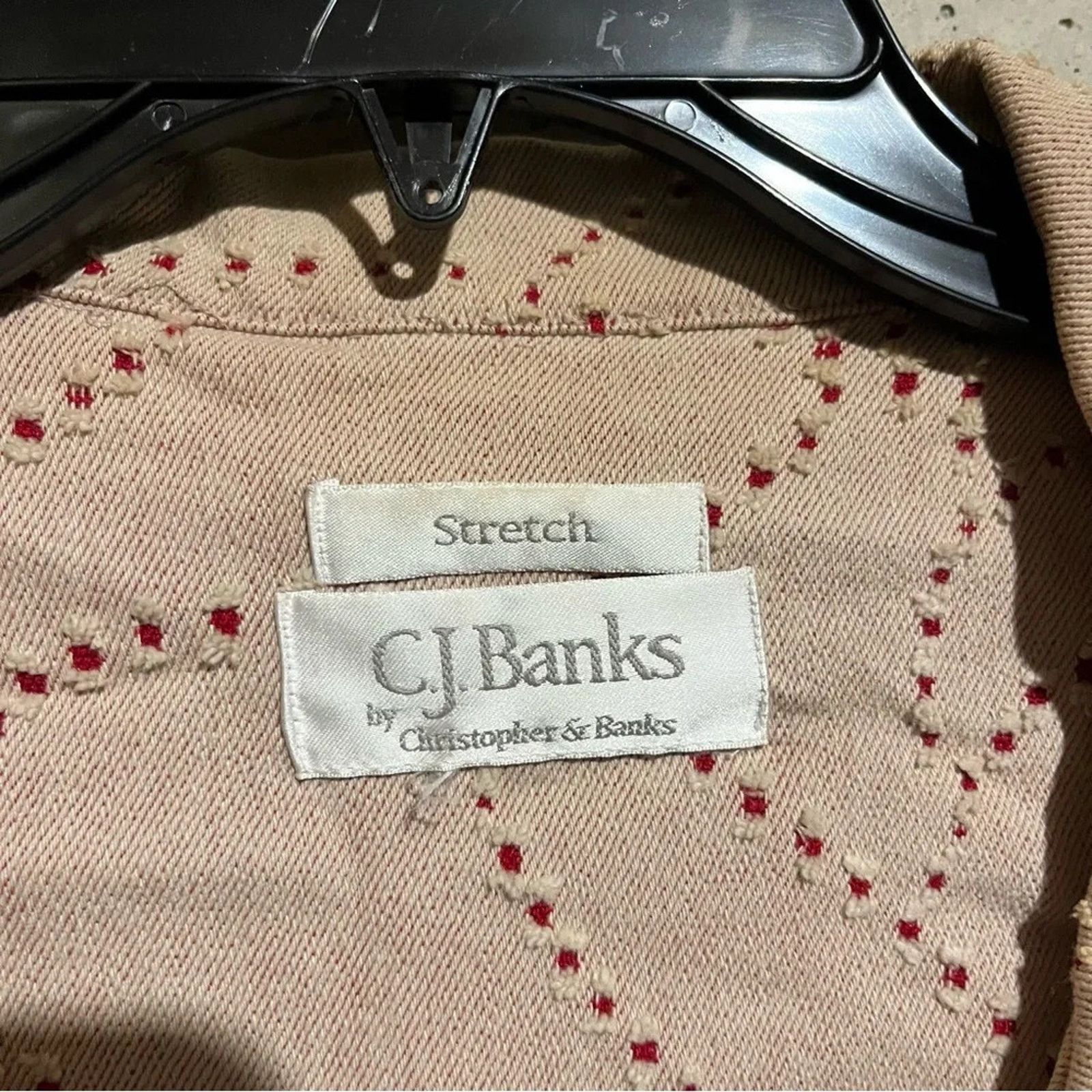 Other CJ Banks Shirt Jacket Size 1X Beige Red Preppy Stretch Size XL / US 12-14 / IT 48-50 - 4 Thumbnail