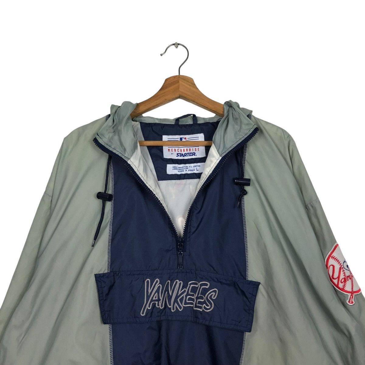 New York Yankees 🔥VINTAGE LIGHT JACKET ANORAK PULL OVER STARTER NY YANKEES Size US L / EU 52-54 / 3 - 18 Thumbnail