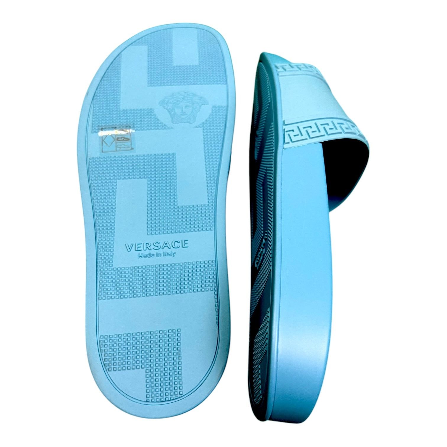 Versace Versace Palazzo Mens EU 45 US 12 Sky Medusa Blue Pool Slides Size US 12 / EU 45 - 6 Thumbnail