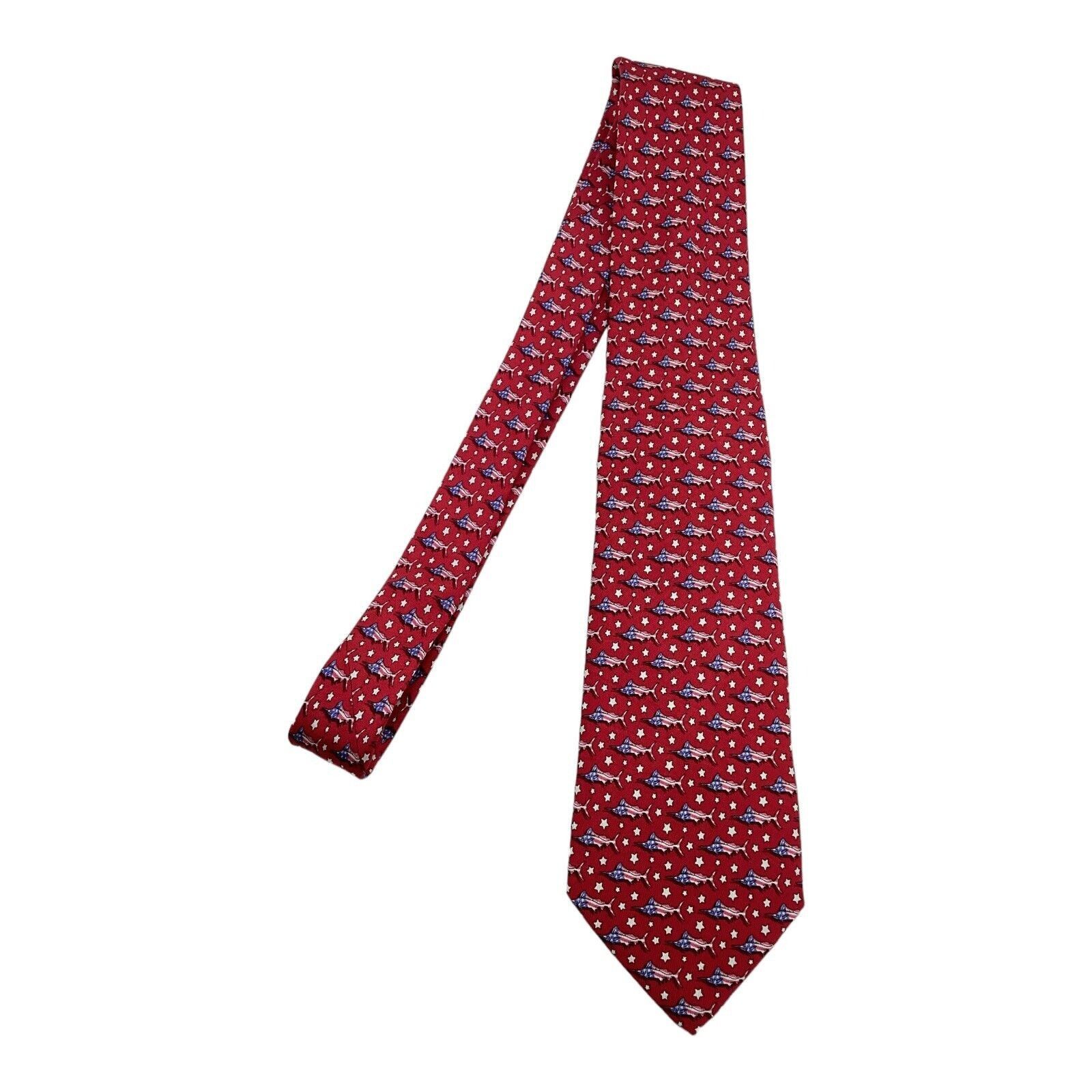Vineyard Vines VINEYARD VINES Red Marlin With American Flags Silk Tie H.MIn Size ONE SIZE - 6 Thumbnail