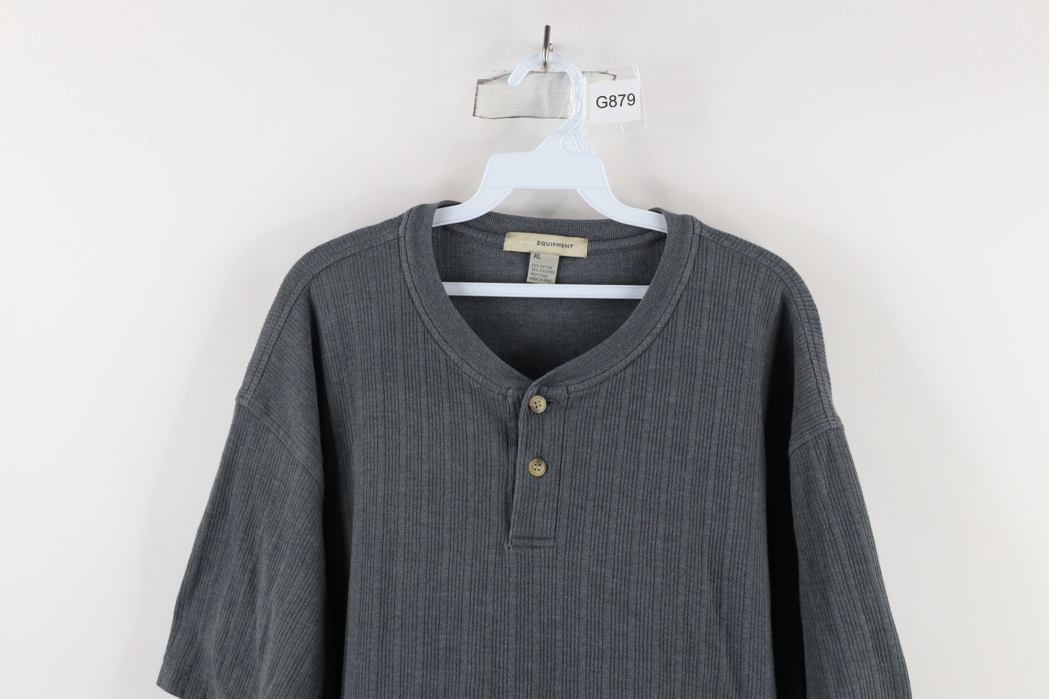 Vintage Vintage 90s Streetwear Baggy Fit Ribbed Knit Henley T-Shirt Size US XL / EU 56 / 4 - 2 Thumbnail