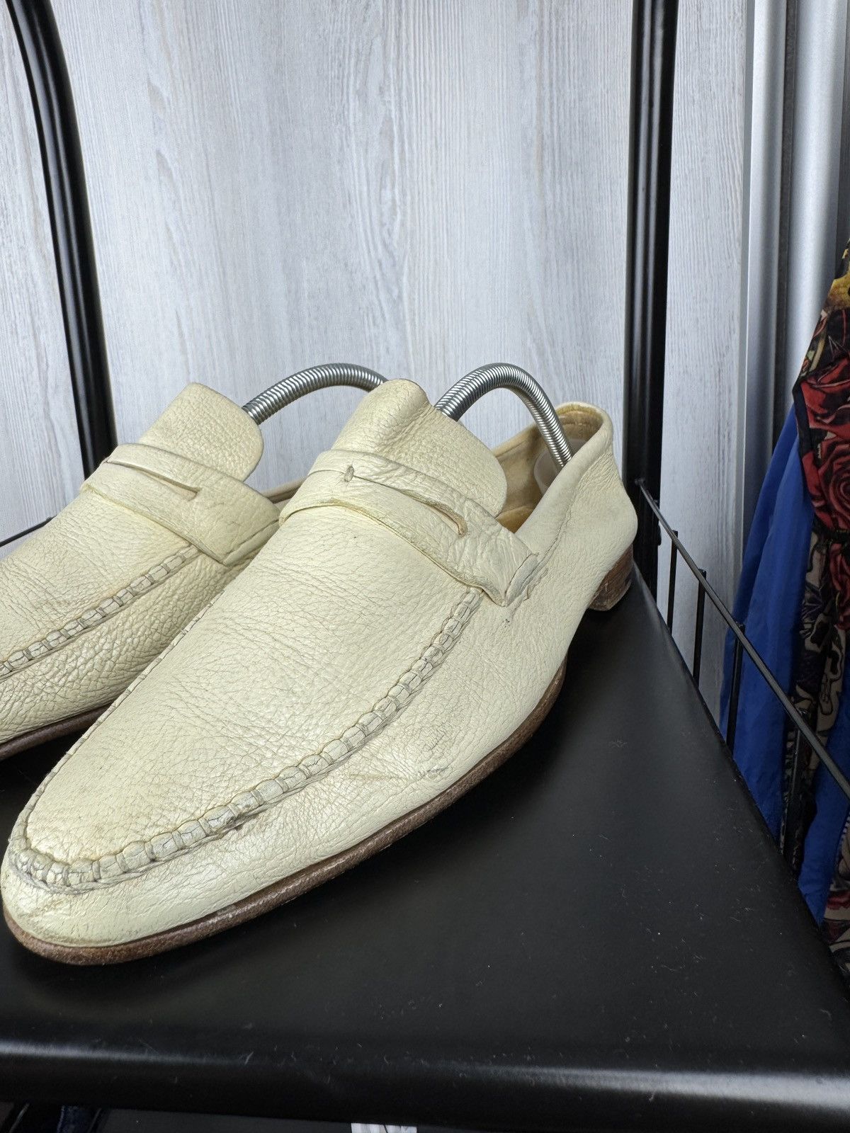 Ermenegildo Zegna Ermenegildo Zegna Ivory White Leather Classic Loafers 9.5EE Size US 10.5 / EU 43-44 - 10 Thumbnail