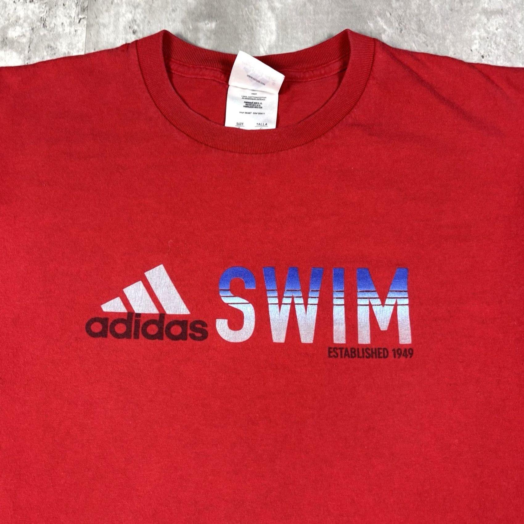 Adidas VINTAGE Adidas Swim Athletics Red T Shirt Mens L Large Cotton Crew Neck Graphic Print 90s Sports Captain America Size US L / EU 52-54 / 3 - 3 Thumbnail