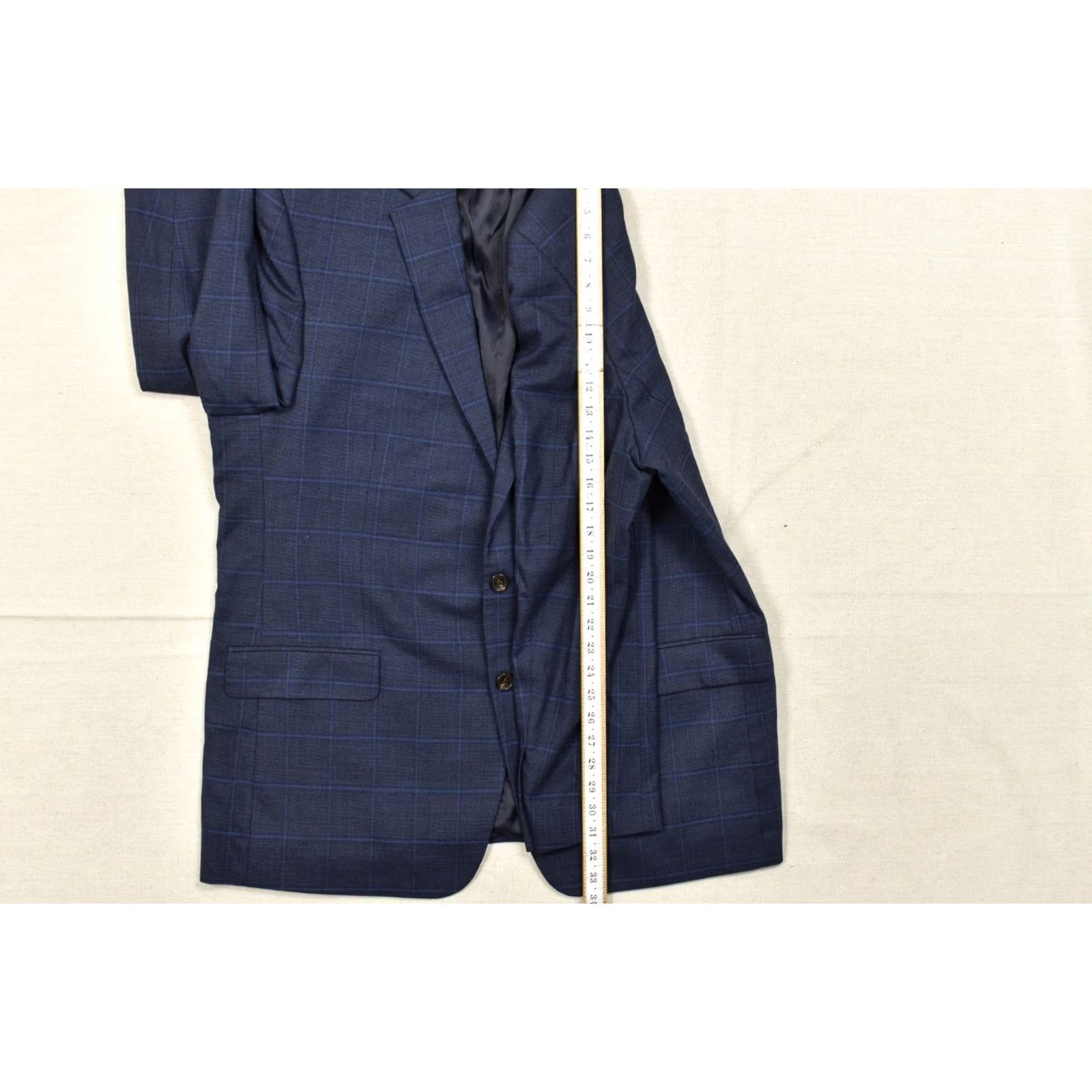 Ralph Lauren Ralph Lauren Men's Blazer Wool Blend Blue Plaid Check 48L Two Button Notch Lapel Long 4-Button Sleeve Inner Pockets Vintage? No Size 48R - 8 Thumbnail