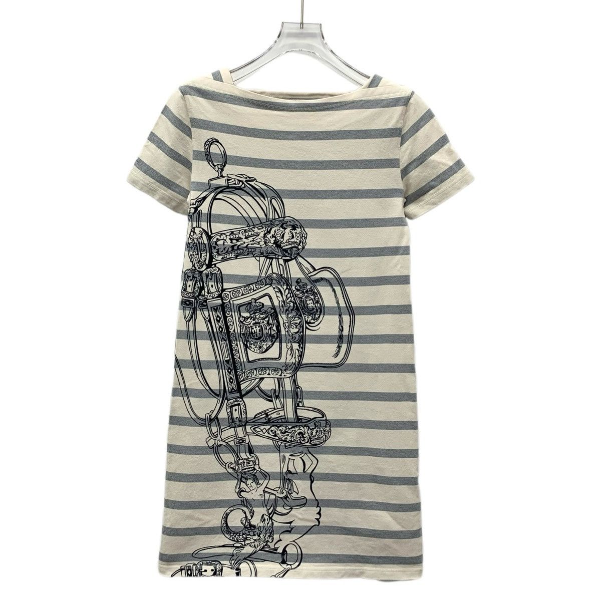 Hermes Hermes Striped Printed Short Sleeve Dress K26WX Size XXS / US 00 / IT 34 - 1 Thumbnail