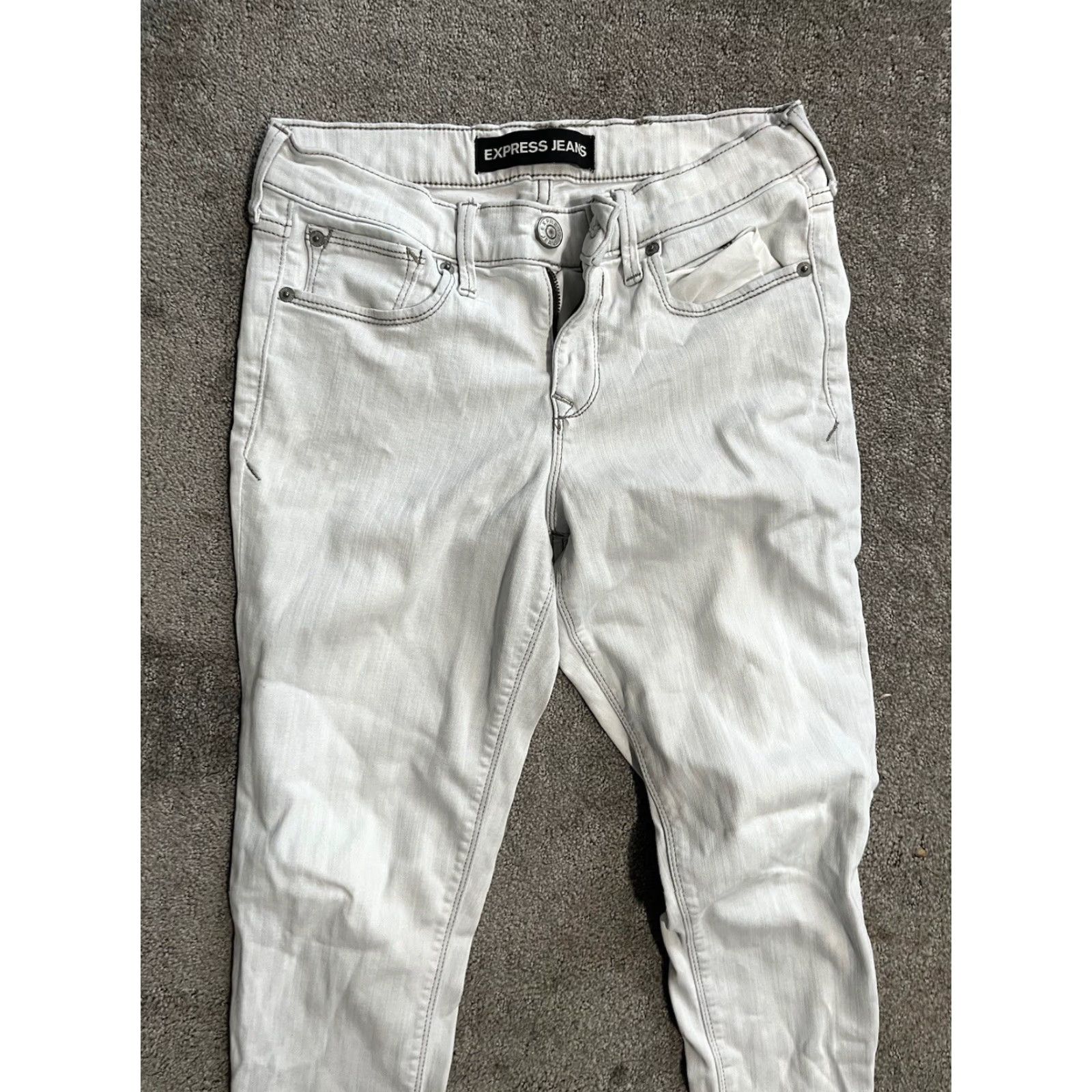 Express Express Ultimate Skinny Jeans Women 2 Regular Gray High Rise Stretch Denim Gothic Grunge Size 26" / US 2 / IT 38 - 2 Thumbnail