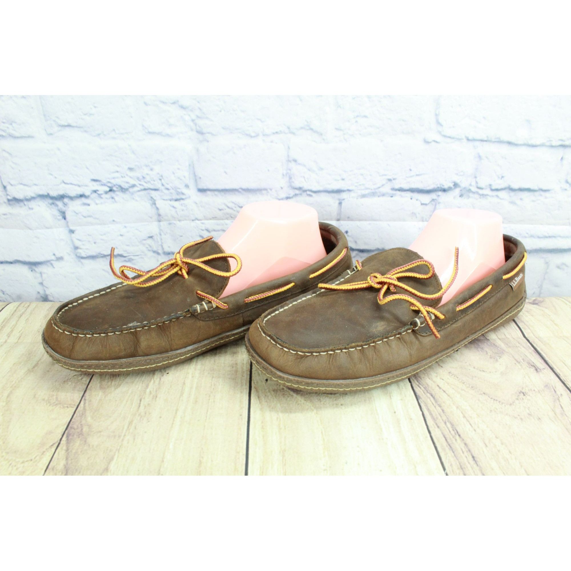 L.L. Bean × Leather LL Bean Flannel Lined Handsewn Moccasin Slippers Size US 10 / EU 43 - 2 Thumbnail