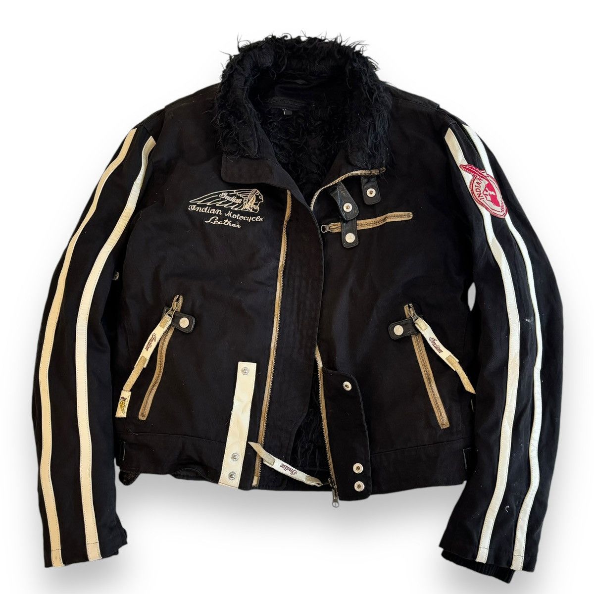 Indian Motorcycle Vintage Indian motocycle leather jacket fur faux Size US L / EU 52-54 / 3 - 13 Thumbnail