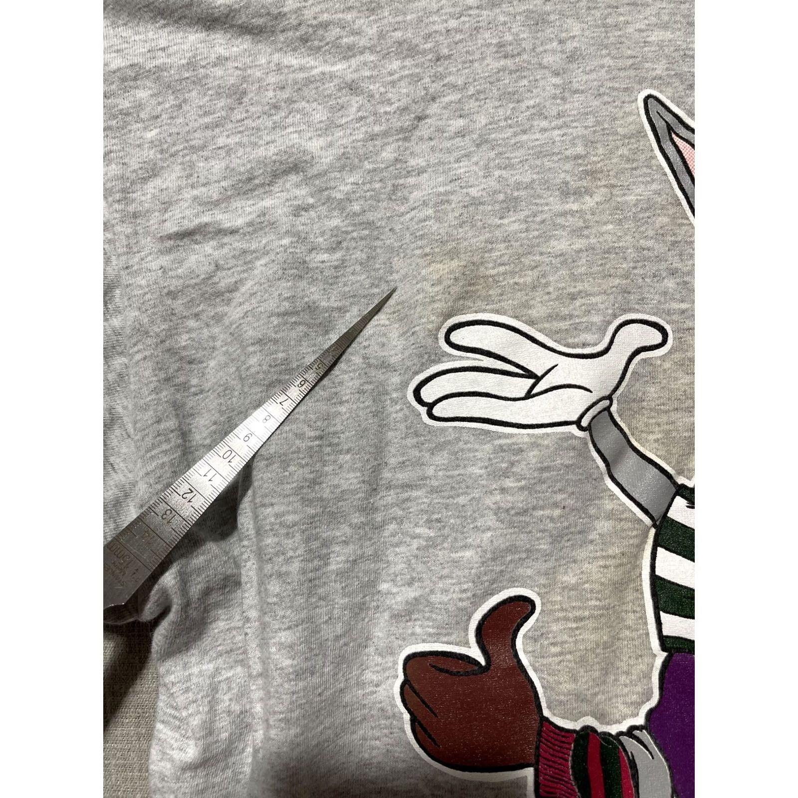 Vintage VINTAGE Looney Tunes Shirt Gray Crop Double Graphics Bugs Bunny Taz Gangster Hip Hop Cartoon 90s Short Sleeve Adult M Womens Mens Size US M / EU 48-50 / 2 - 5 Thumbnail