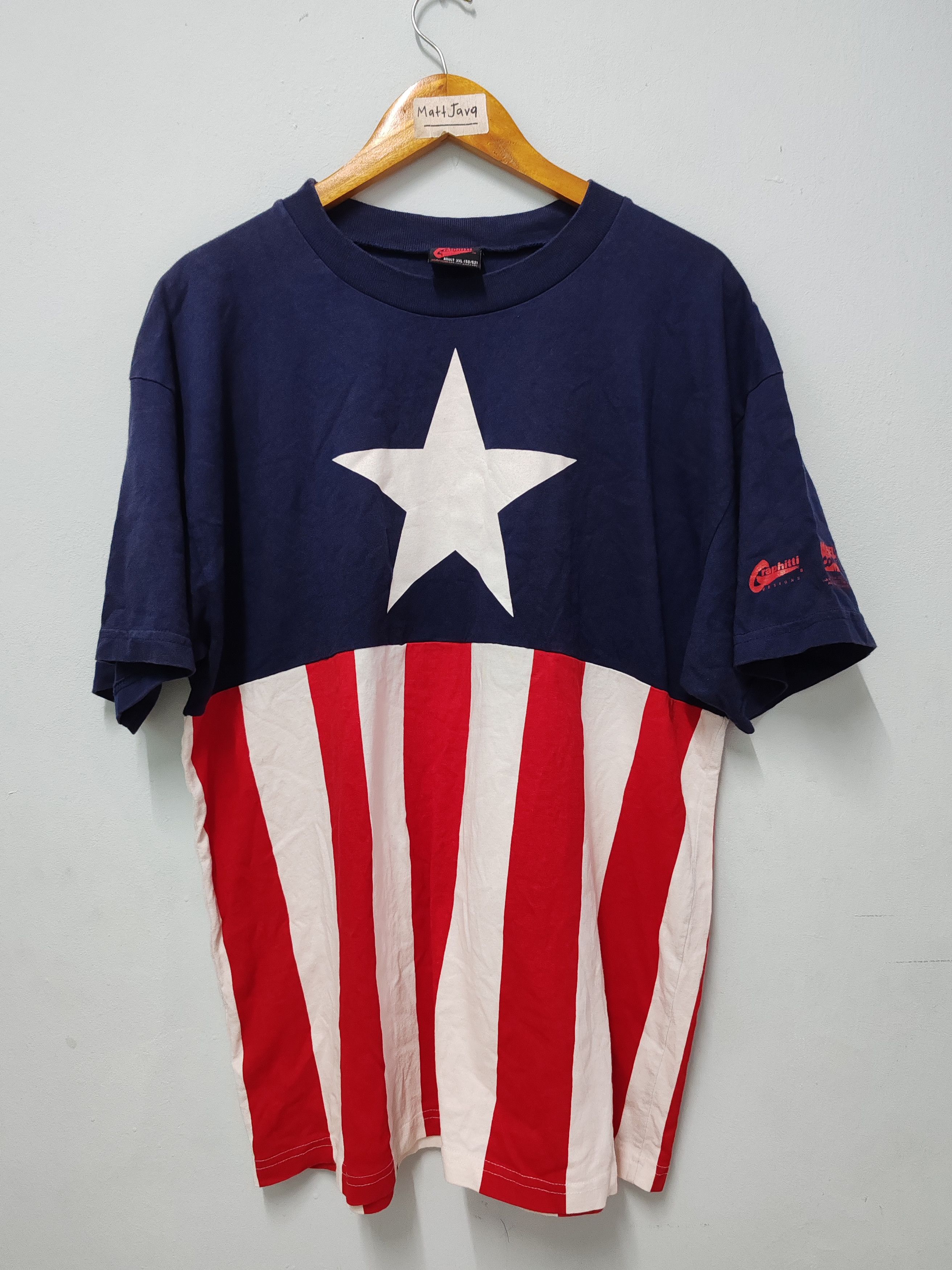 Marvel Comics Vintage Captain America Big Logo Overprint Tee Marvel Iron Size US XXL / EU 58 / 5 - 1 Thumbnail
