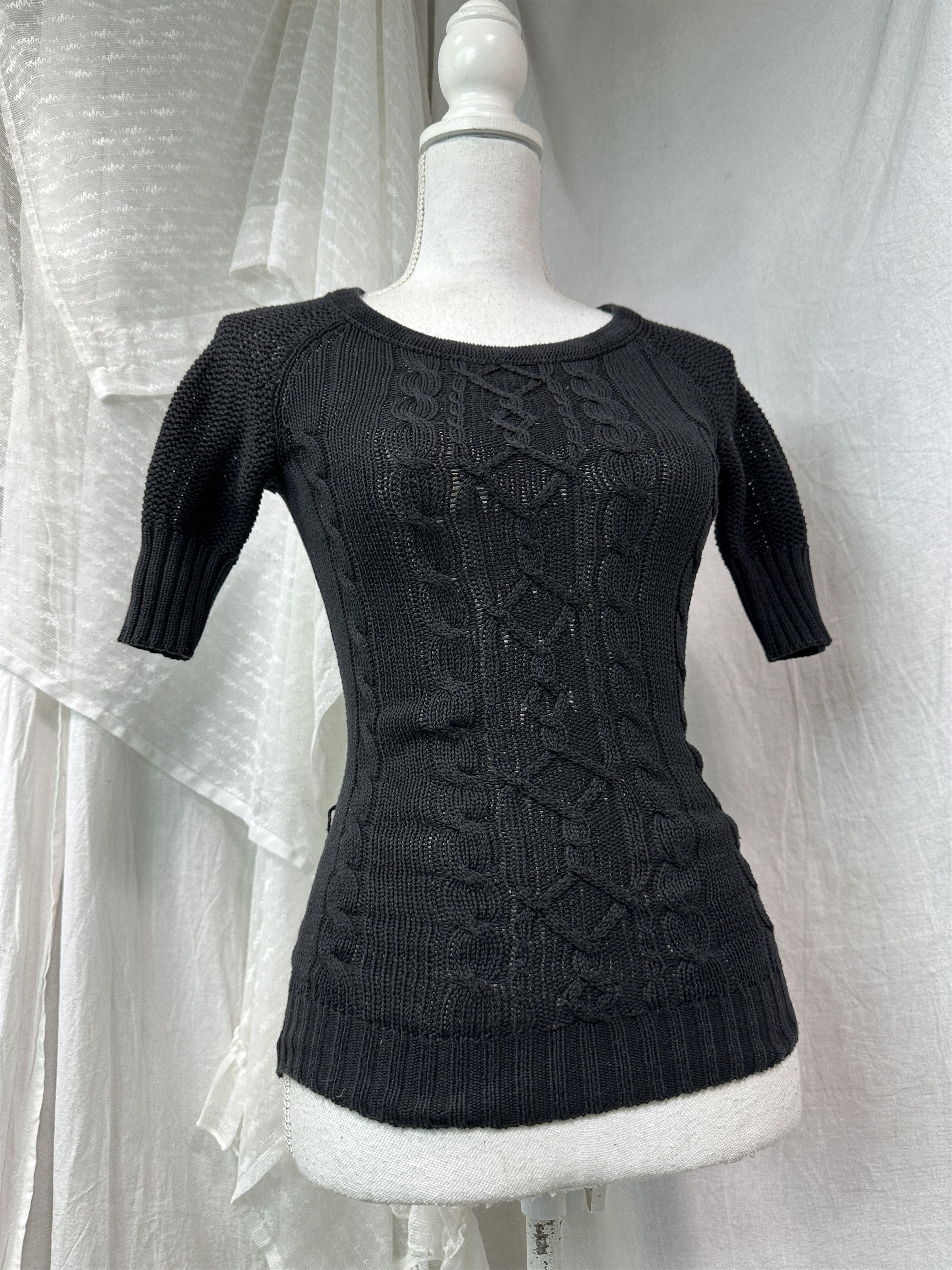 Vintage Vintage Grunge Knitted Fitted Short Sleeve Sweater Y2K Size XS / US 0-2 / IT 36-38 - 1 Thumbnail