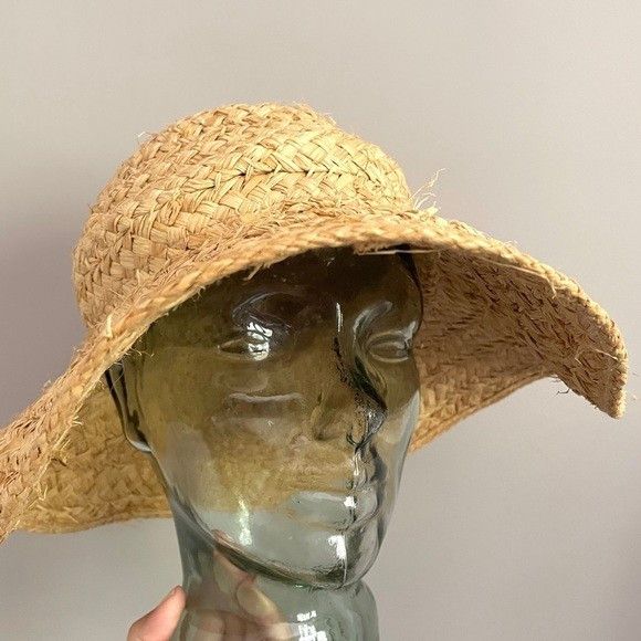 Vintage Vintage Natural Straw Raffia Floppy Large Brimmed Hat - O/S Size ONE SIZE - 4 Thumbnail