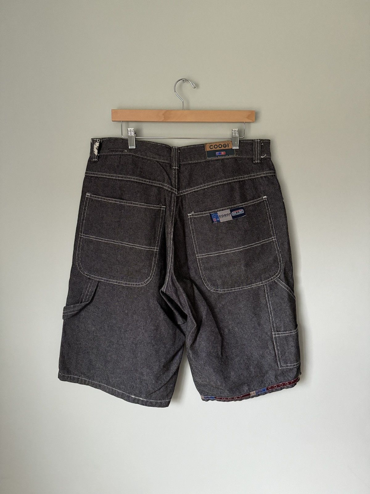 image of Vintage Y2K Baggy Coogi Raw Denim Jean Shorts Jorts 36 in Grey, Men's