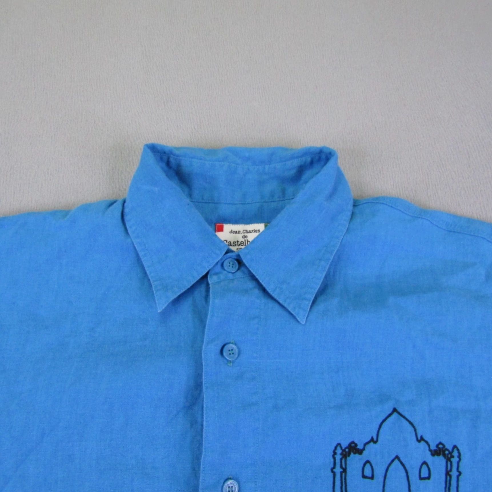 Vintage VINTAGE Castelbajac Sport Shirt Mens Small Blue Linen Taj Mahal Club Shirt Size US S / EU 44-46 / 1 - 2 Thumbnail
