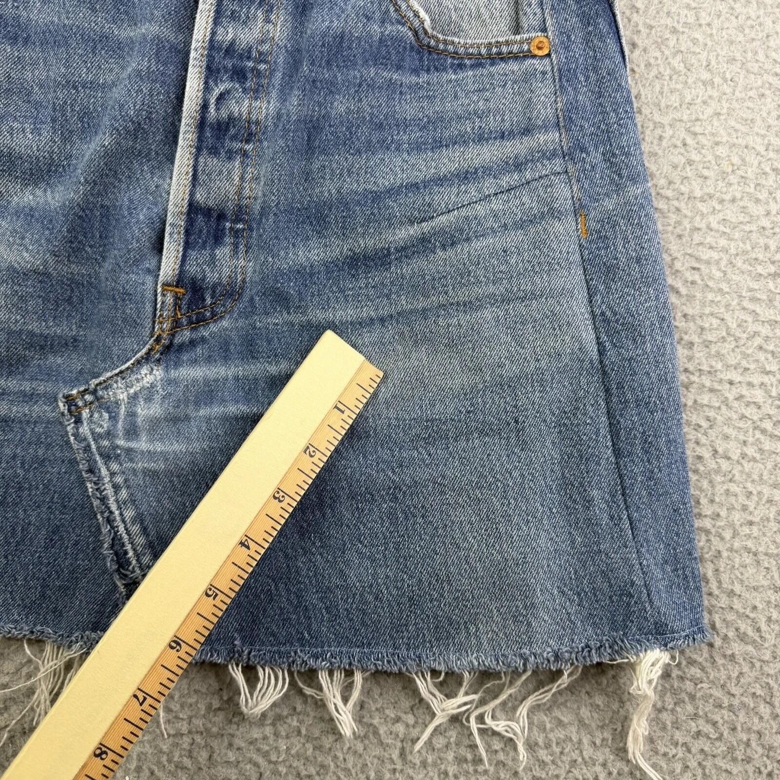 Other RE/DONE Levi's Blue Denim Skirt Raw Hem Sz 25 Button Fly Size 26" / US 2 / IT 38 - 5 Thumbnail
