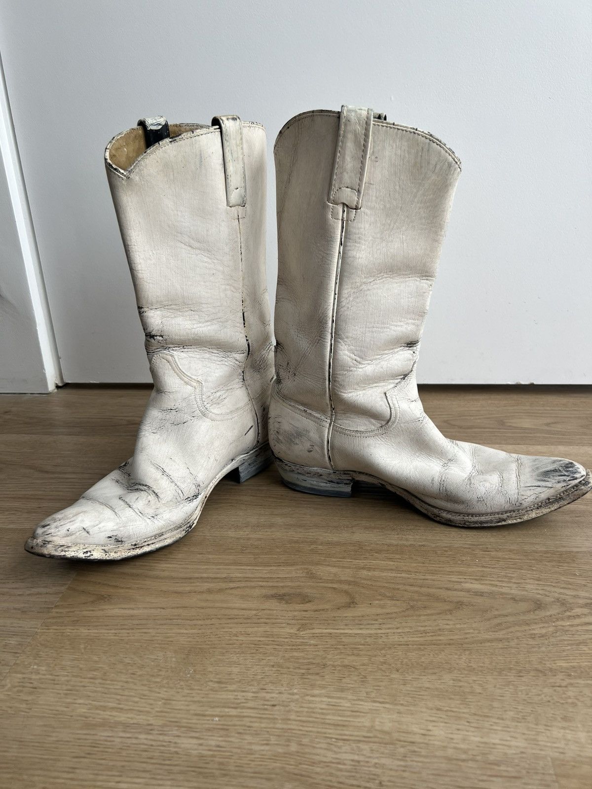 Maison Margiela SS00 White Painted Cowboy Boots Size US 9 / EU 42 - 5 Thumbnail