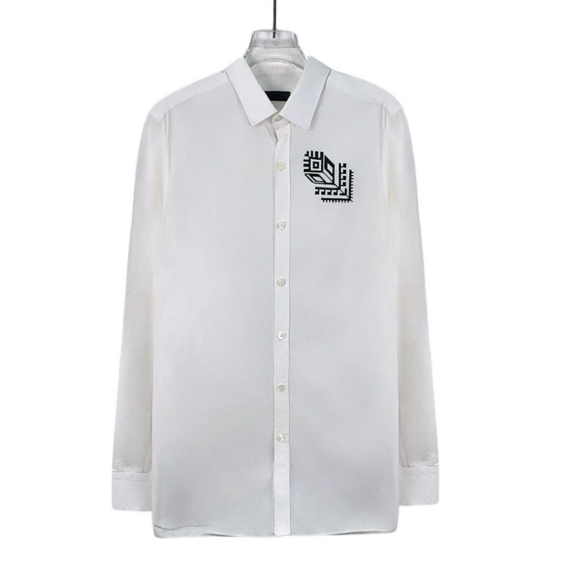 Lanvin Lanvin White Pattern Embroidered Long Sleeve Shirt K26WX Size US XXS / EU 40 - 1 Thumbnail