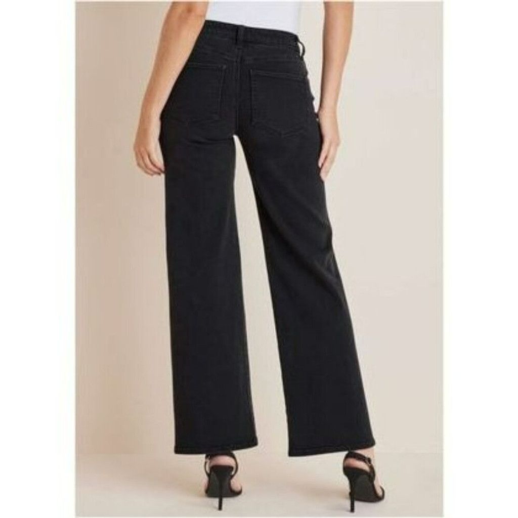 Venus Venus Wide Leg Jeans Black High Rise Petite 6P NWT Size 28" / US 6 / IT 42 - 10 Thumbnail