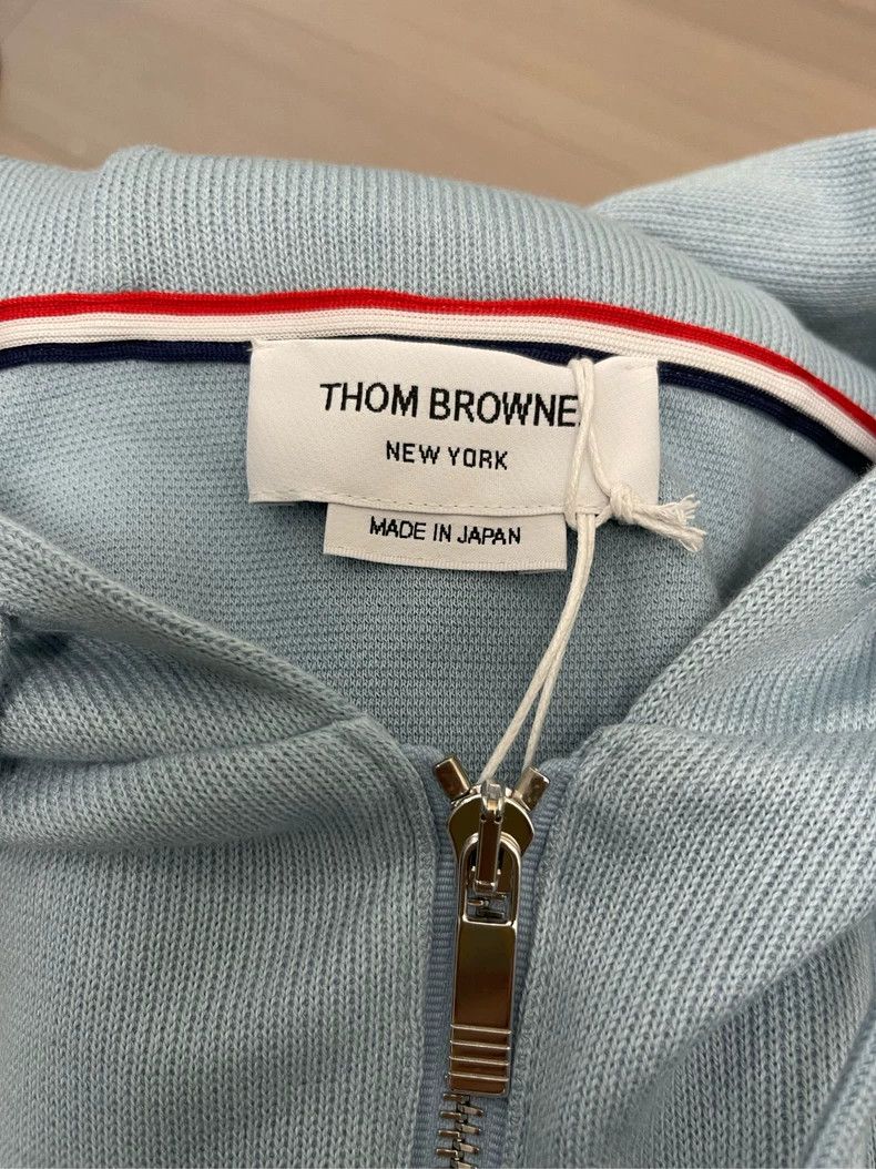 Thom Browne Thom Browne Haze blue new four-striped zipper hoodie jacke Size US S / EU 44-46 / 1 - 7 Thumbnail