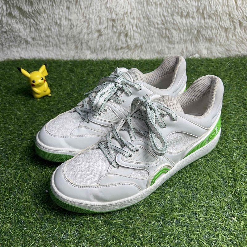 Gucci Gucci Low-Top Lace-Up Sneakers in White Green 0079 Size US 8 / EU 41 - 1 Thumbnail