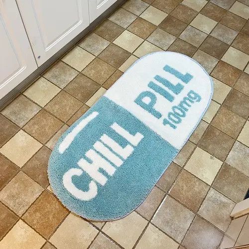 Other 3D Blue "CHILL PILL" Handmade Soft Rug Size ONE SIZE - 4 Thumbnail