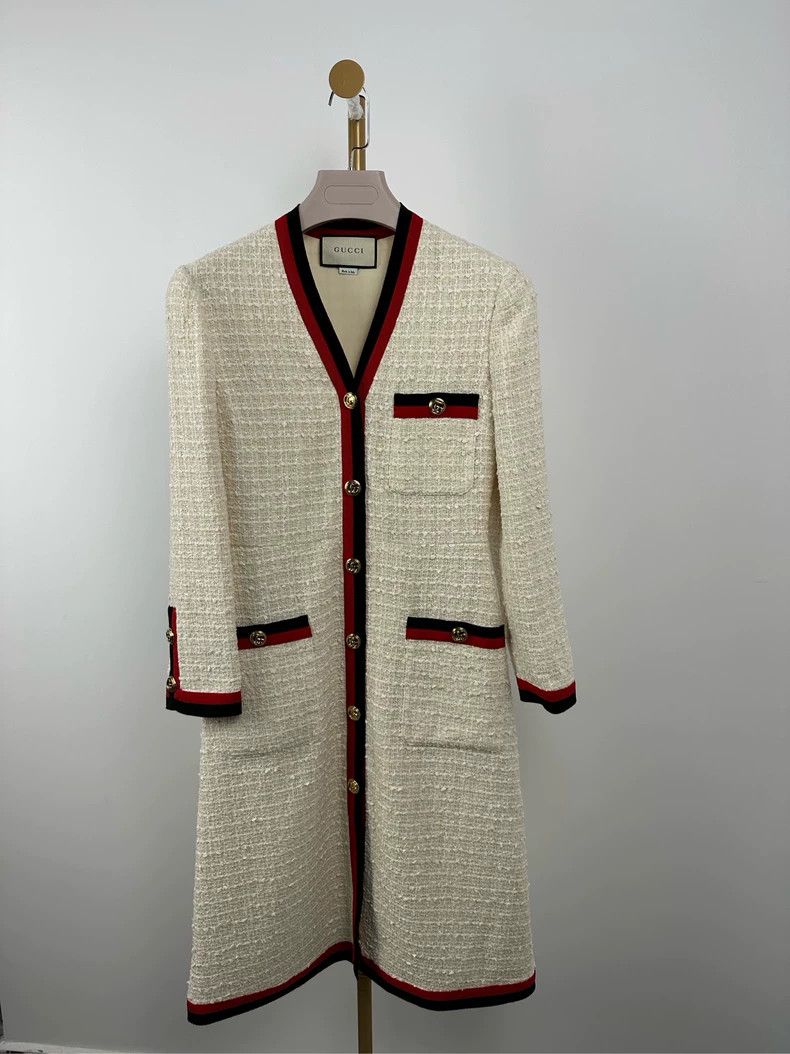 Gucci Gucci Beige Tweed Slim Fit Coat - dmc Size US M / EU 48-50 / 2 - 1 Thumbnail