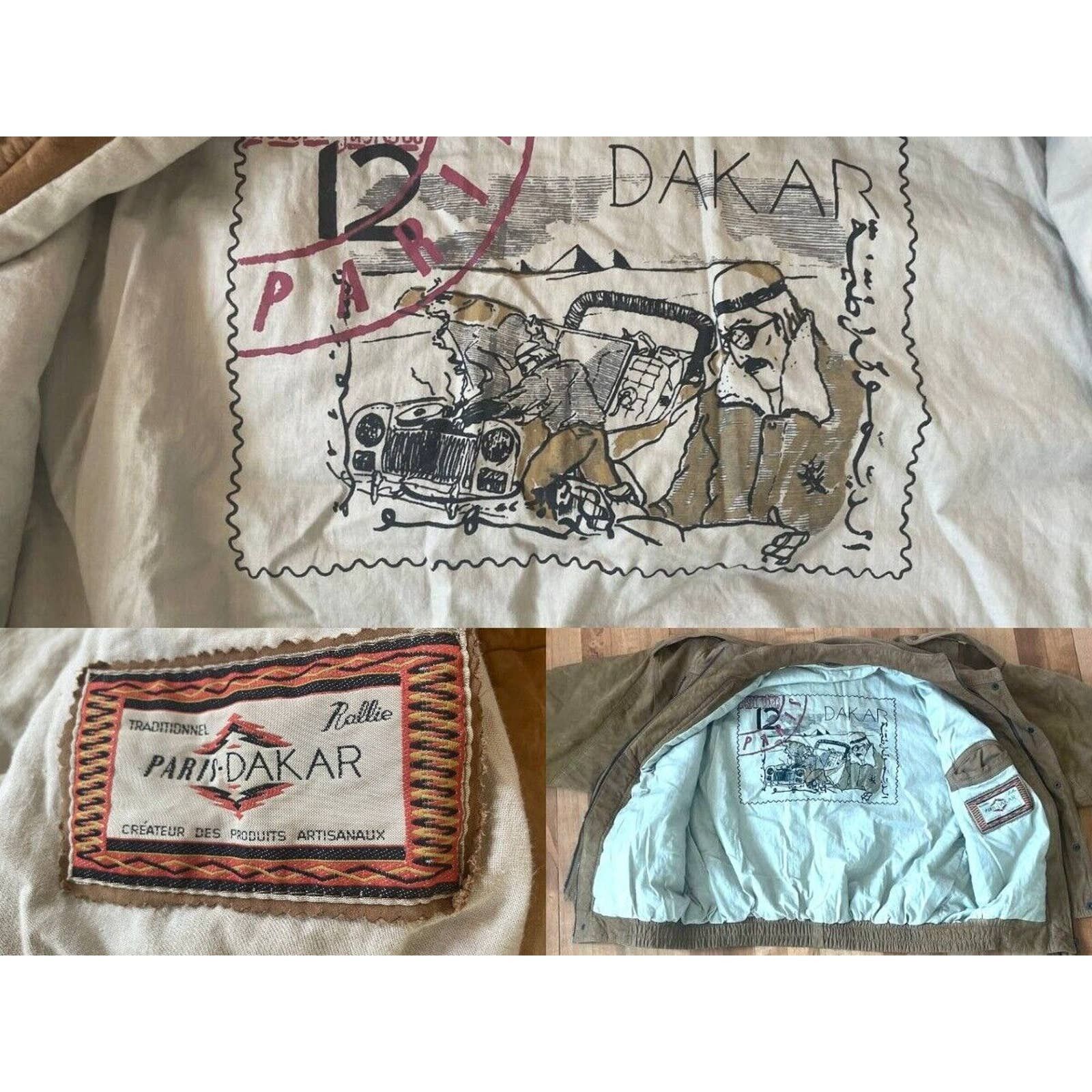 image of Paris Sport Club Paris Dakar Rally 1980S Racing Leather Jacket 52 Brown Vtg, Men's (Size XL)