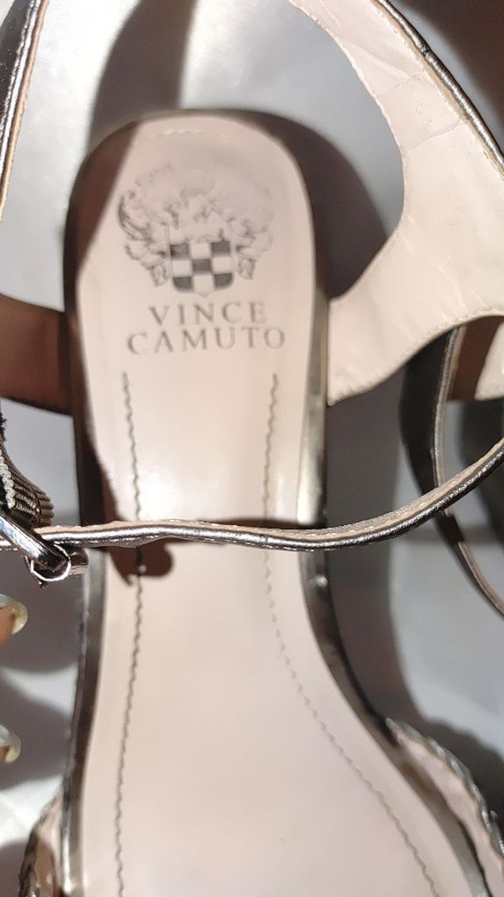 Vince Camuto Vince Camuto Tadeta Metallic Pewter Wedge Sandal Size 9M Size US 9 / IT 39 - 9 Thumbnail