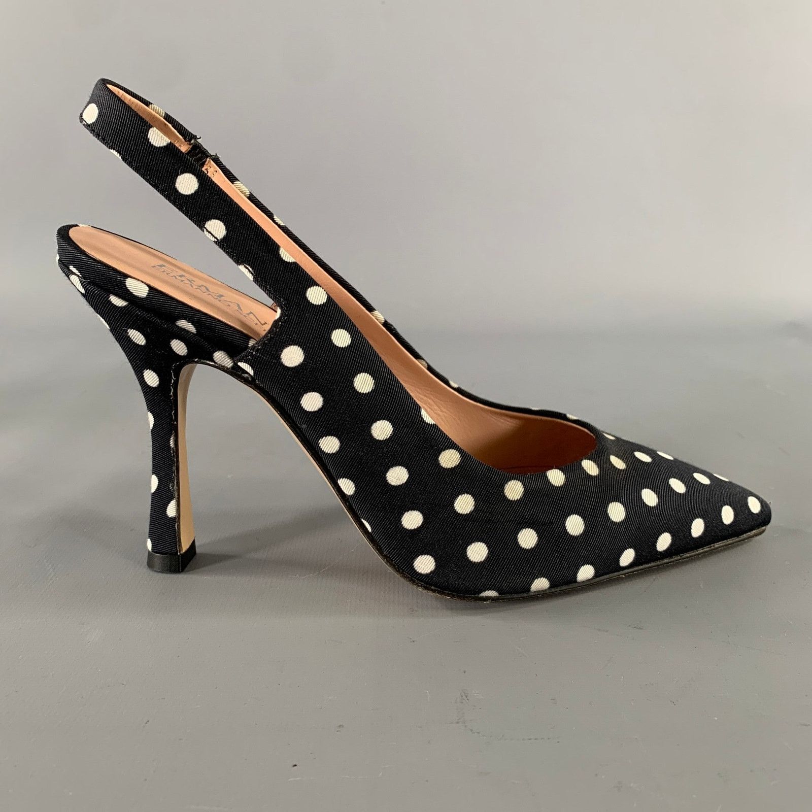 Ermanno Scervino ERMANNO SCERVINO Black White Polka Dot Slingback Pumps Size US 7 / IT 37 - 2 Thumbnail