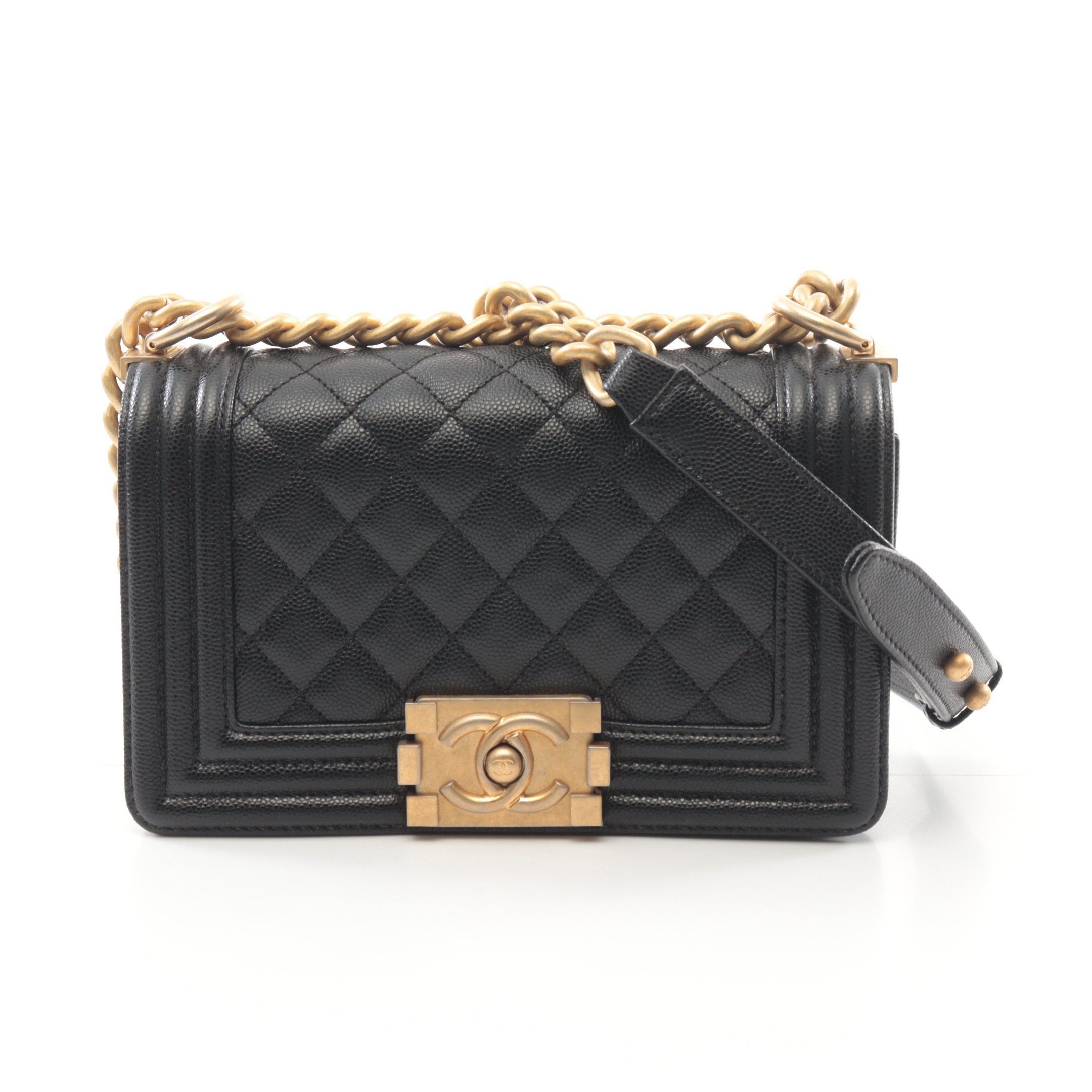 Chanel Chanel Boy Chanel Small Chain Shoulder Bag Caviar Skin Black Gold Hardware Size ONE SIZE - 1 Thumbnail