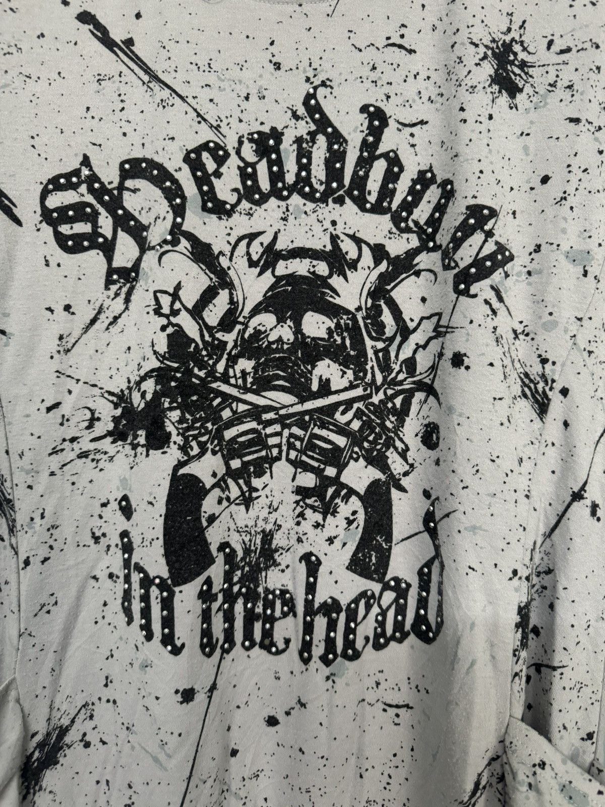 If Six Was Nine 💥RARE PUNK DESIGN DEADBUTT IN THE HEAD SKULL SPLASH ART Size L / US 10 / IT 46 - 6 Thumbnail