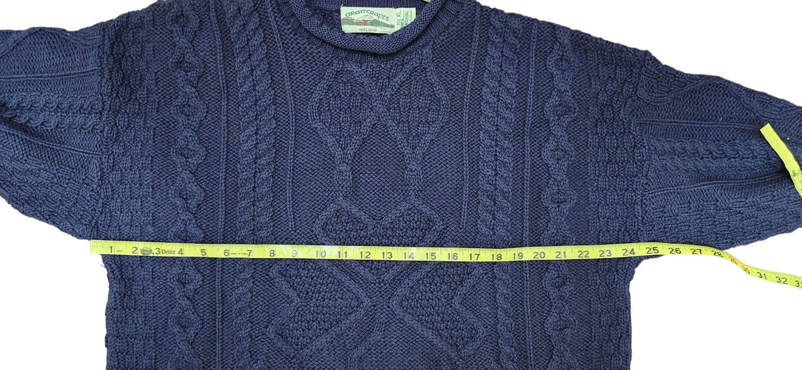 Aran Crafts ARAN CRAFTS Navy 100% Irish Merino Wool Sweater Cable Knit Size US XL / EU 56 / 4 - 8 Thumbnail