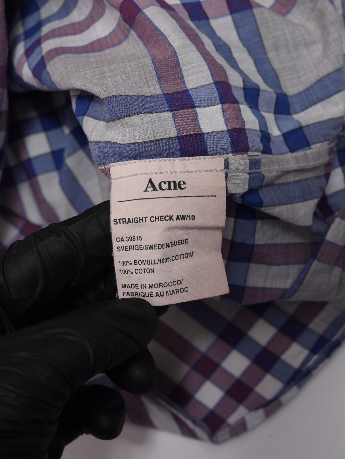 Acne Studios Acne Studios Straight Check AW10 Cotton Plaid Shirt Purple Size US M / EU 48-50 / 2 - 7 Thumbnail