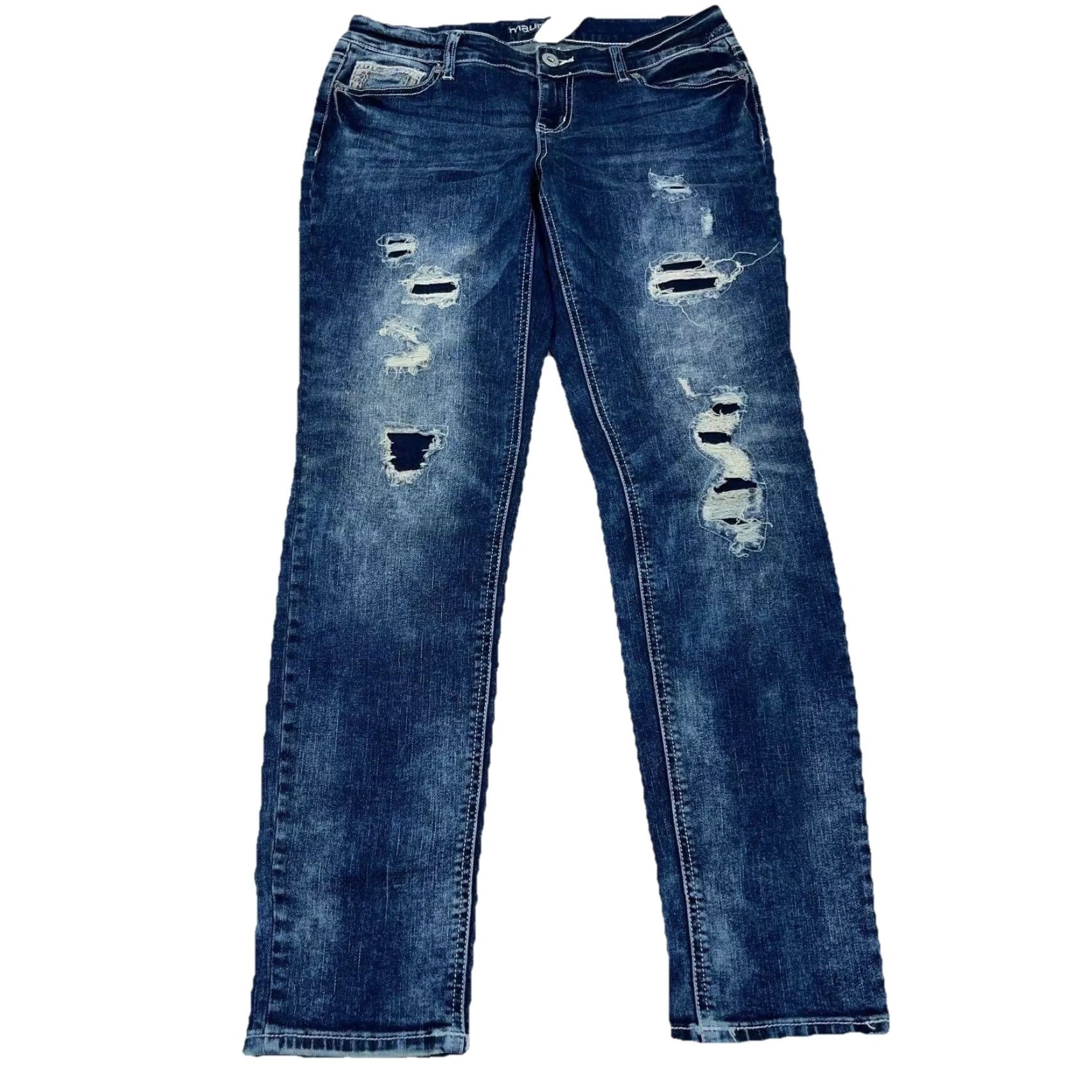 Vintage Maurices Jeans Women 6 Skinny Fit Low Rise Dark Wash Denim Stretch Pockets 5-Pocket Solid Blue Vintage No Mens Womens Boys Girls Size 28" / US 6 / IT 42 - 2 Thumbnail