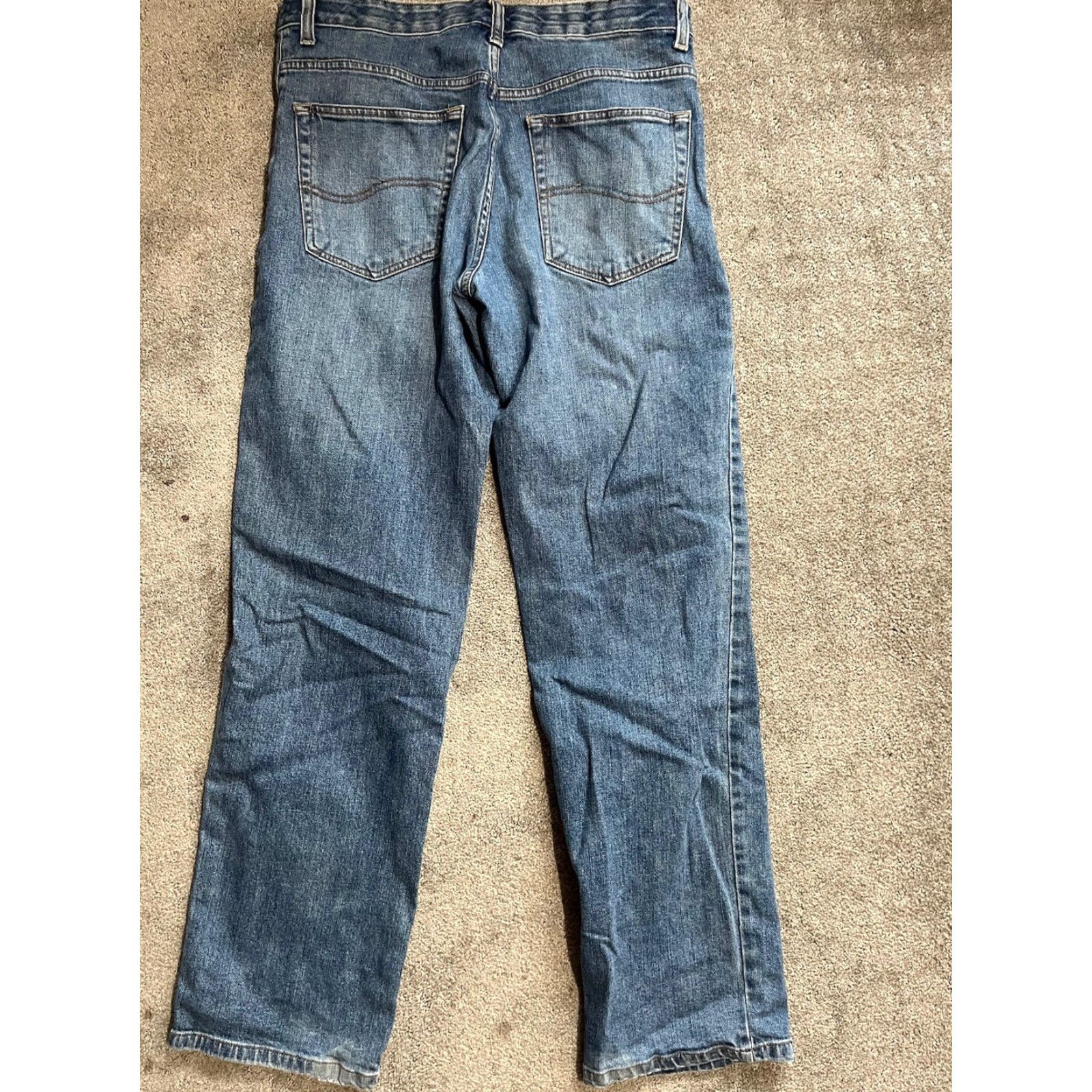 Lee Lee Custom Fit Pants Mens 32X32 Dark Blue Flat Front Straight Leg Cotton 4 Pockets Size US 32 / EU 48 - 3 Thumbnail